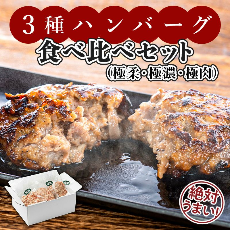 3種ハンバーグ詰め合わせ・食べ比べセット（極柔・極濃・極肉